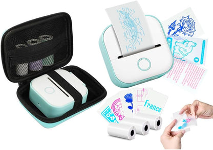 Print Pods Mini Printer and Storage Case - T02 Sticker Printer Portable Thermal Inkless Sticker Maker Machine