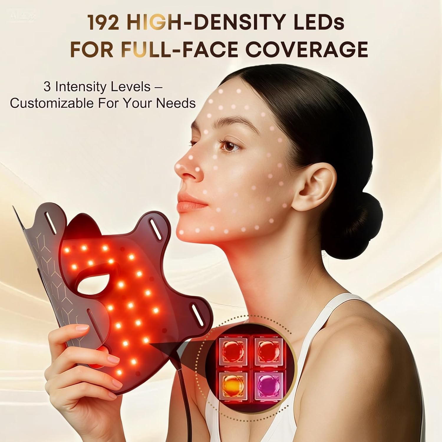 Red Light Therapy Mask for Face, LED Face Mask Light Therapy with Near-Infrared 850Nm, Red Light Mask, USB C Rechargeable Mask for Home Working Travel Yoga