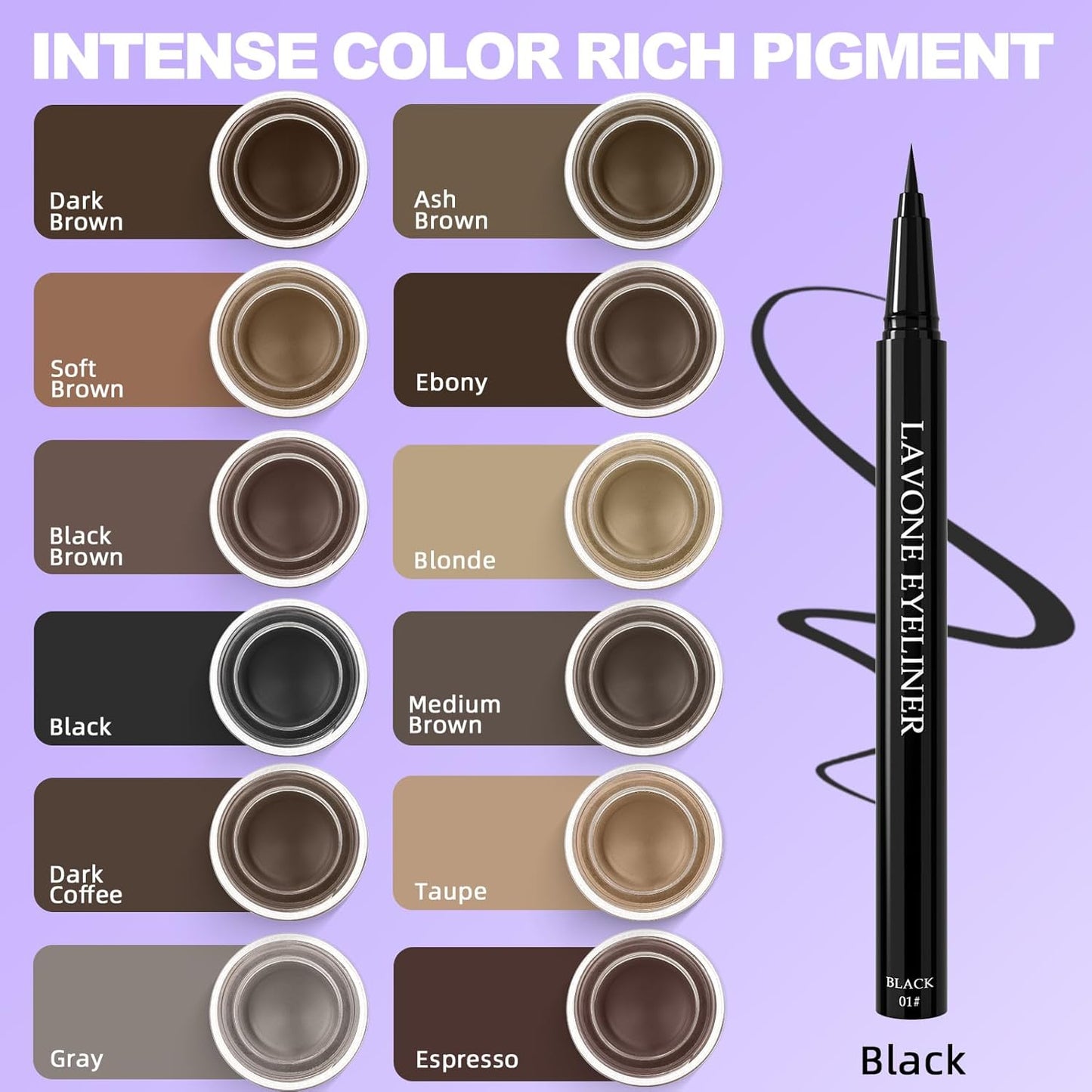 Eyeliner Set - Waterproof Makeup Kit with Liquid Eye Liner Pencil, Gel Eyeliner and Angled Eye Liner Brush, Waterproof, Smudge Resistant, Long Lasting Formula - Black