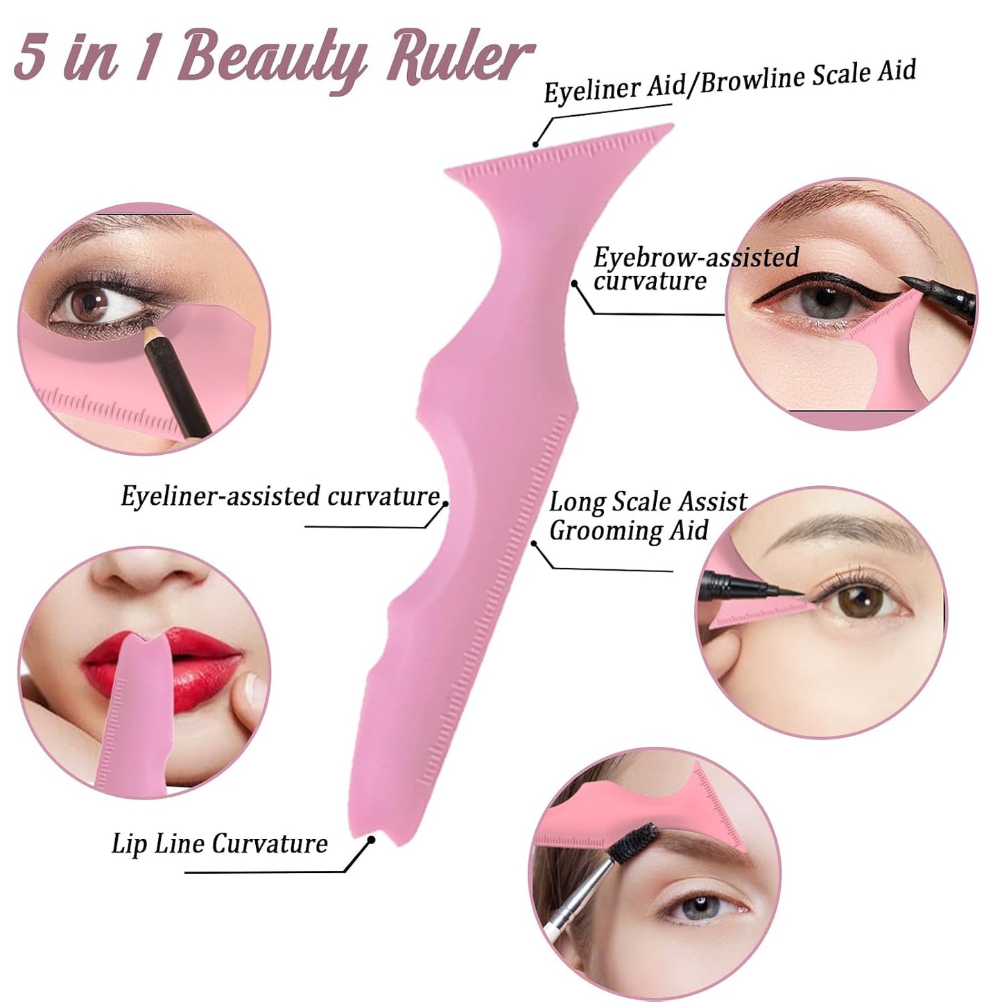 3PCS Eyeliner Stencils Mascara Shield Silicone Eyeliner Applicator Tool Multifunctional Makeup Tool Eyeshadow Lipstick Mascara Eyeliner Guide Wing Eyeliner Tool for Beginners(Pink)