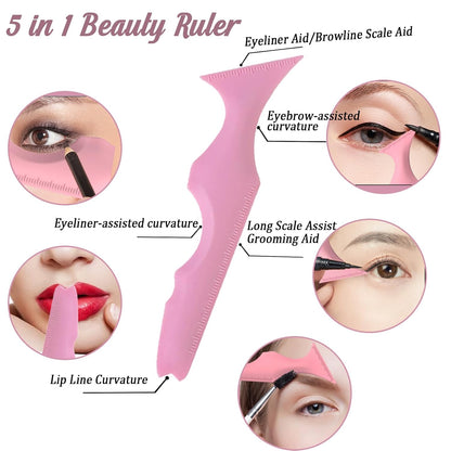 3PCS Eyeliner Stencils Mascara Shield Silicone Eyeliner Applicator Tool Multifunctional Makeup Tool Eyeshadow Lipstick Mascara Eyeliner Guide Wing Eyeliner Tool for Beginners(Pink)