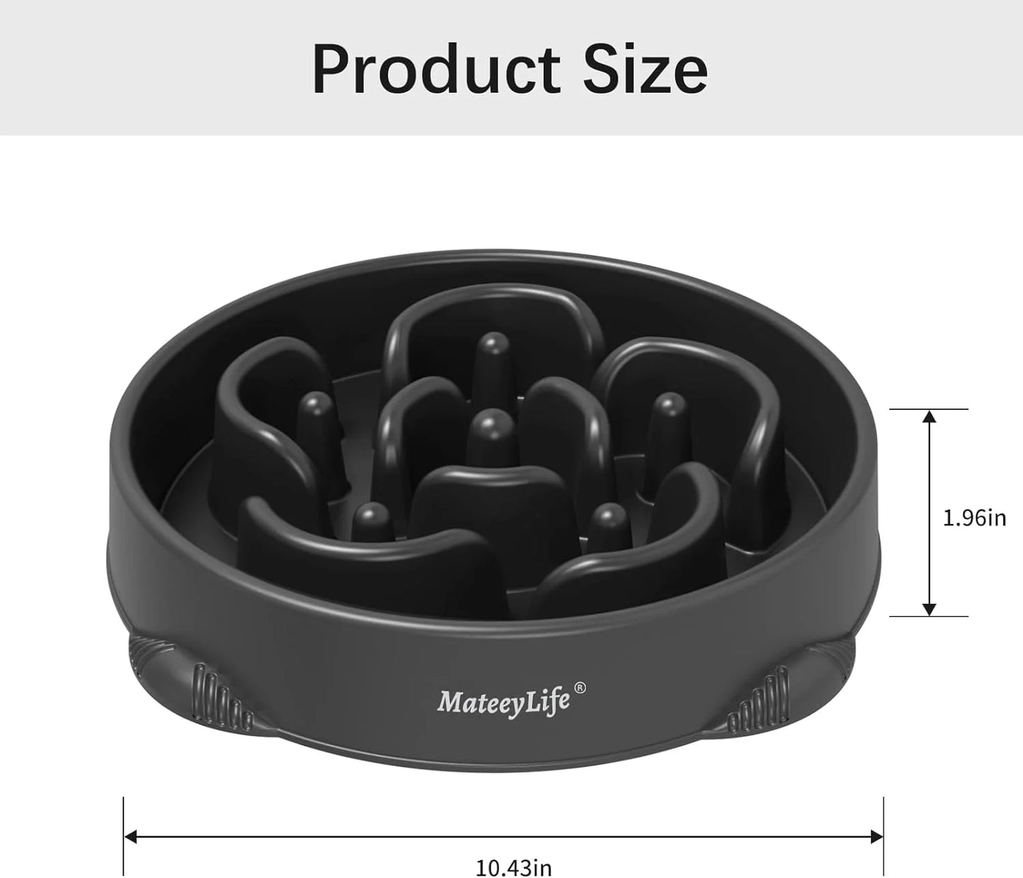 Slow Feeder Dog Bowls, Non Slip Cat Food Bowls, Bloat Stop Maze Dishes, Interactive Feeder for All Breeds 4 Cup Gray&Black