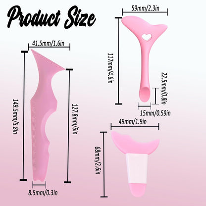 3PCS Eyeliner Stencils Mascara Shield Silicone Eyeliner Applicator Tool Multifunctional Makeup Tool Eyeshadow Lipstick Mascara Eyeliner Guide Wing Eyeliner Tool for Beginners(Pink)