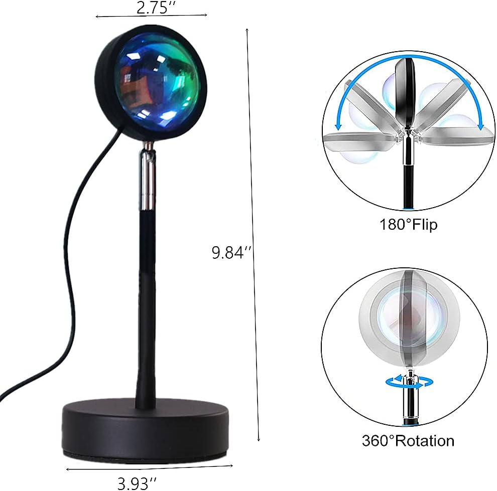 Sunset Lamp Projector Rainbow Projection Lamp Romantic Led Sunset Projection Light for Party Photo Vlog Background Bedroom (16 Colors)