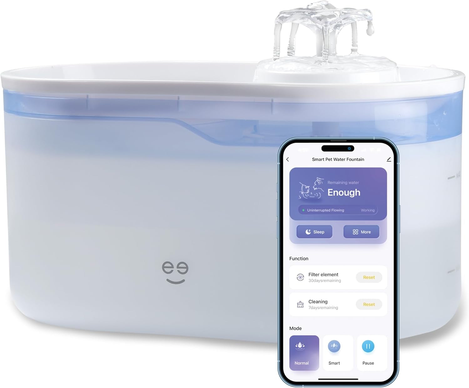 Petconnect 2.6L Smart Pet Water Fountain, Automatic Filtered Water Bowl for Cats and Dogs, Wi-Fi Controlled, Alexa & Google Home Compatible, Clean and Fill Alerts, White