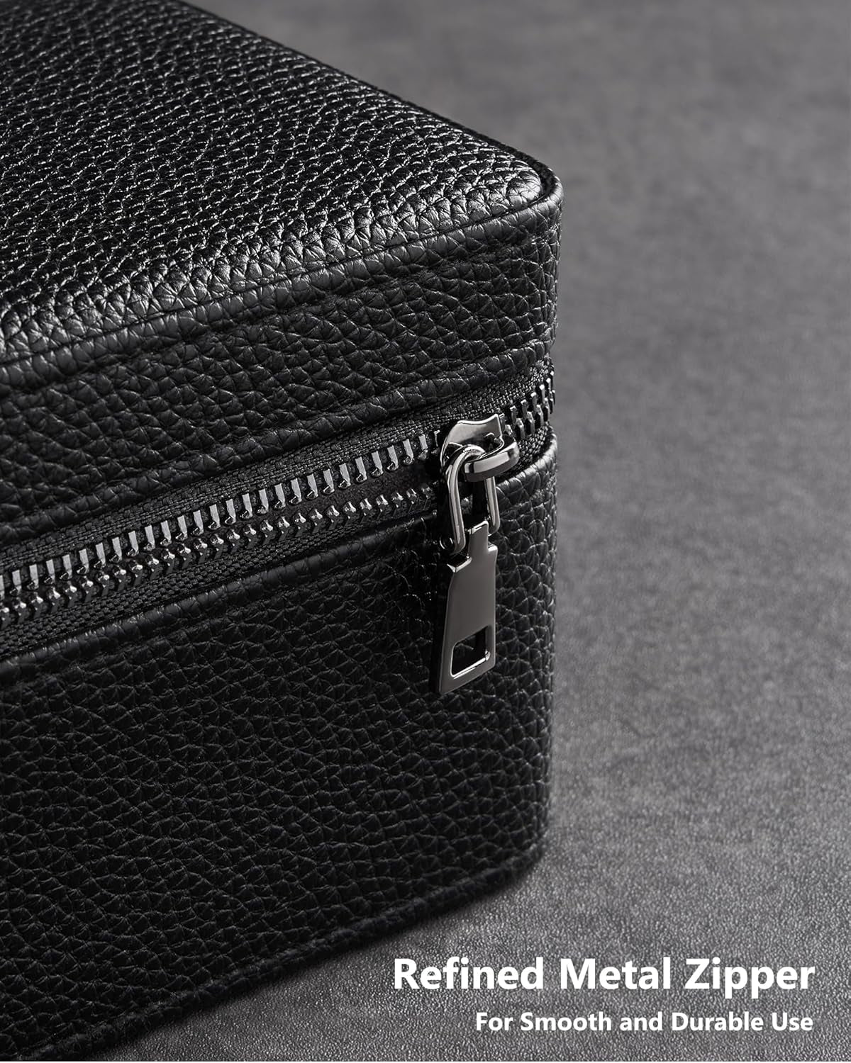 2-Slot Watch Travel Case for Men, PU Leather Portable Watch Holder, Compact Small Carrying Storage Box for Luxury Watches & Smartwatches with Jewelry Compartment, Fathers Day Gift -Black